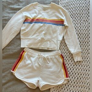 Madewell Striped Cream Sweatshirt and Shorts Set
